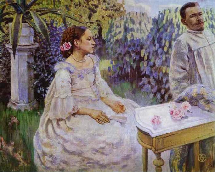 Victor Borisov-Musatov Self-portrait with the sister china oil painting image